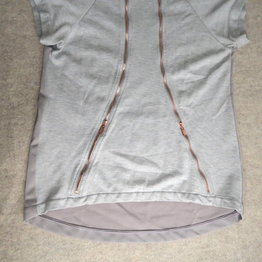 Lime & Vine Short Sleeve Grey Hoodie Multi Zip Front Sweater Women's Medium - Picture 6 of 16
